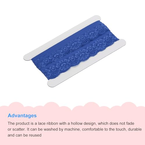 MECCANIXITY Lace Trim Vintage Crochet 0.98" x 5yards Dark Blue Lace Ribbon for DIY Scrapbooking Clothes Fabric Wedding Decoration Gift Wrap - color: Dark Blue, size: 1" x 5 Yards