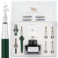 Wordsworth & Black Luxury Fountain Pen Set for Writing, 6 Nibs, Green - color: Green Chrome