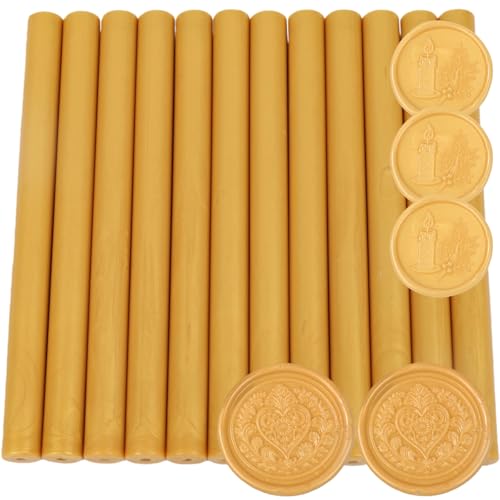 12 Pcs Glue Gun Wax Seal Sticks for Wax Stamp, Vintage Sealing Sticks Set Suit to 0.43'' Glue Gun Great for Wedding Invitation, Cards, Envelopes, Christmas Ideas (Gold) - color: Gold