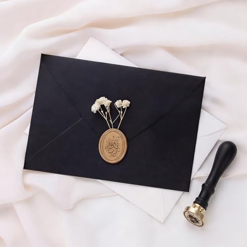 UNIQOOO 3D Relief Wax Seal Stamp, Vintage Frame Bouquet Botanical Brass Head with Wood Handle, Aesthetic Floral Sealer for Wedding Invitations, DIY, Gift Wrapping, Envelopes, Christmas Cards - color: Bouquet