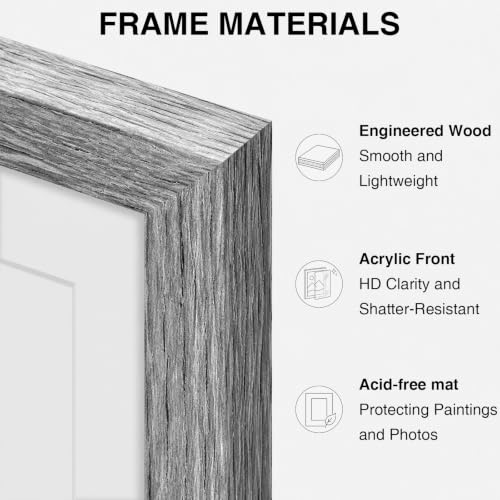 Vittanly 8.5x11 Picture Frames Set of 10 for Wall Mount & Tabletop, Grey - color: Grey, size: 8.5x11