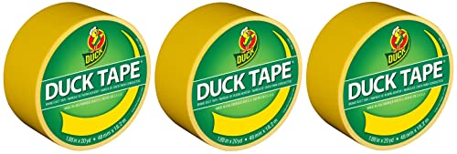 Duck Brand 1304966 Color Duct Tape, Yellow, 1.88 Inches x 20 Yards Each Roll, 3 Rolls - color: Yellow, size: 3-Roll