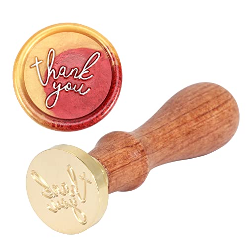Yoption Thank You Wax Seal Stamp, Vintage Blessing Sealing Wax Stamp Brass Head and Wooden Hilt for Wedding Christmas Party Invitations Envelopes Gift Wrap - color: Thank You
