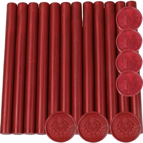 12 Pcs Glue Gun Wax Seal Sticks for Sealing Stamp, Vintage Sealing Wax Sticks Set Suit to 0.43'' Glue Gun Great for Wedding Invitation, Cards, Envelopes, Christmas Ideas (Wine Red) - color: Wine Red