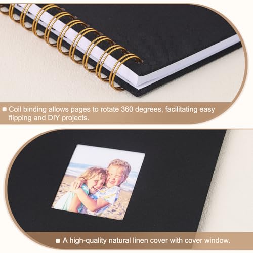 Scrapbook Photo Album Linen Cover 8x8 Inches 40 Pages Black | Hardcover Kraft Scrap Book Memory Book DIY Scrapbook Albums for Wedding Baby Boyfriend Travel Anniversary Family - color: Black, size: 8"x8" 40 Pages