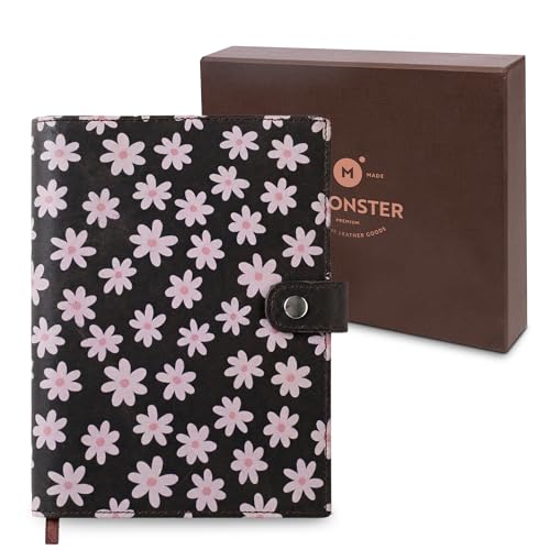 Moonster Floral Leather Journal UV Daisy Print – Full-Grain Buffalo