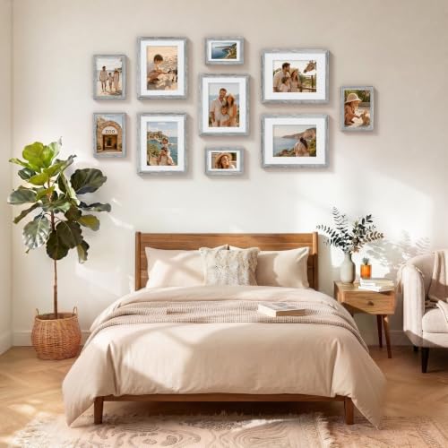 Vittanly 8.5x11 Picture Frames Set of 10 for Wall Mount & Tabletop, Grey - color: Grey, size: 8.5x11