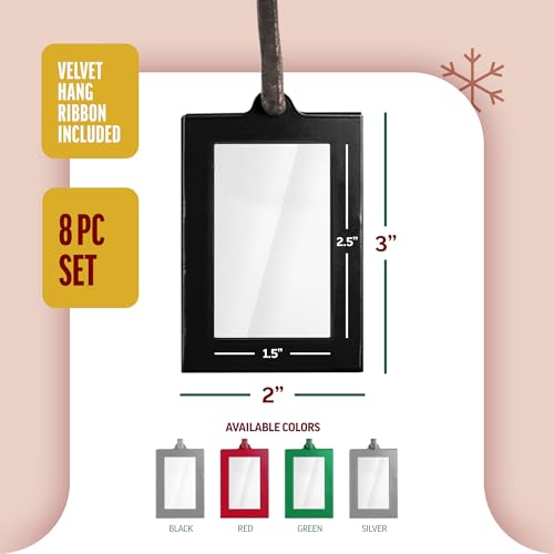 Klikel Hanging Picture Frame Ornaments - Set of 8 2x3 Black Hanging Photo Frame - color: Black