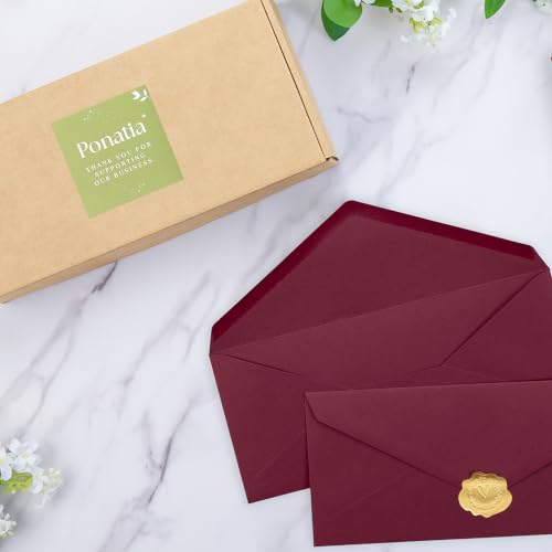 PONATIA 50 Pack #10 Business Envelopes, Burgundy 4.13 x 9.49'' Envelopes - color: Burgundy