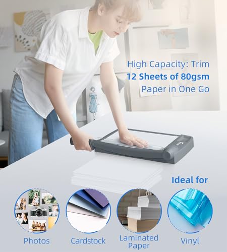 Firbon 12 Inch Guillotine Paper Cutter, Heavy Duty Paper Trimmer, Gray - color: Gray