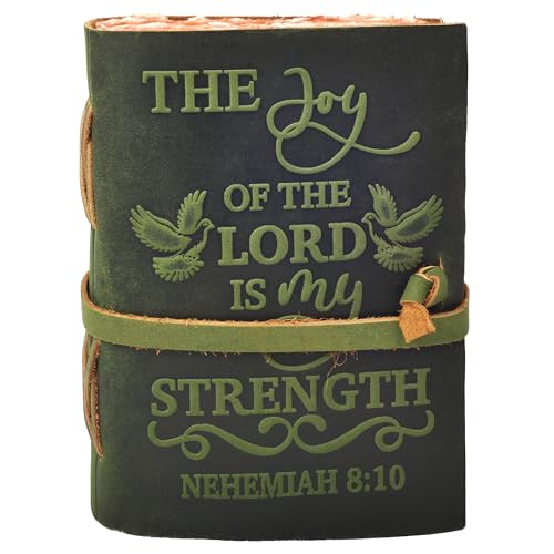 LEATHER VILLAGE Christian Journal Joy Verse, Forest Green 7x5. - color: Green