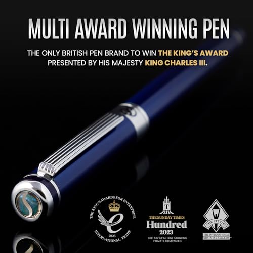 Scriveiner Midnight Blue Fountain Pen - Stunning Luxury Pen with Chrome Appointments, Schmidt Nib (Fine), Best Pen Gift Set for Men & Women, Professional, Executive, Office, Nice Pens - color: 11. Midnight Blue with Chrome, style: Fine Nib