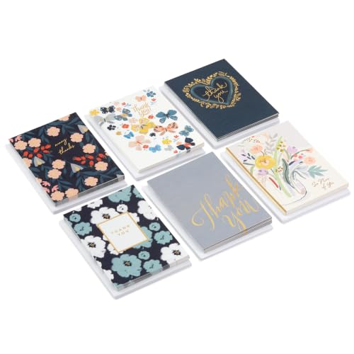 Hallmark Bulk Thank You Cards, Assorted 48-Pack (Foil Hearts and Flowers)