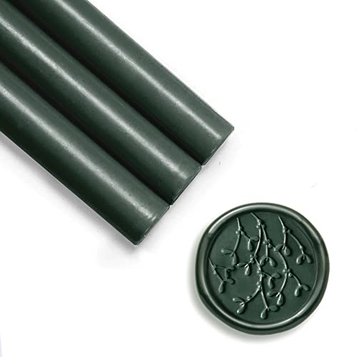 UNIQOOO Forest Green Christmas Fir Glue Gun Sealing Wax Sticks for Wax Seal Stamp - Great for Wedding Invitations, Cards Envelopes, Snail Mails, Wine Packages, Christmas Gift Ideas, Pack of 8 - color: Forest
