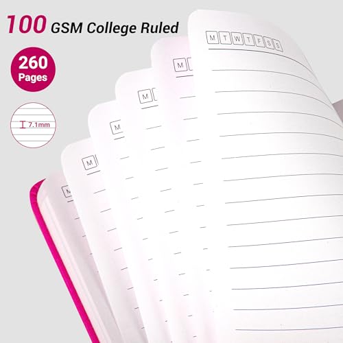 Yoment Leather Journal Notebook,260 Thick Lined Pages,Hardcover 5.7"×8.3" - color: Rose