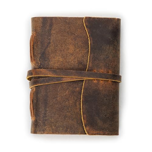 LEATHER VILLAGE Leather Journal Edge Cut, Distressed Brown 7x5. - color: Cappuccino Brown, size: 7 inches X 5 inches