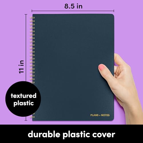PAPERAGE Undated Daily Planner & To Do List Notepad (Navy), 8.5 in x 11 in, Spiral Bound Planner Notebook for Work, School or Home, 104 Lined Pages With Date Tracker for Plans & Notes - color: Navy, style: Spiral Large