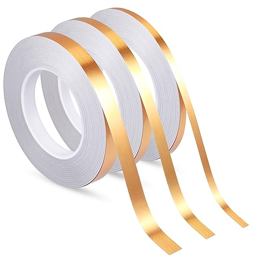 Zonon Gold Washi Tape for Wall Decor Self Adhesive 5/15/25mm | Gold Foil Pinstripe Tape, Mirror, 3 Widths Total 164 Yards, Easy to Apply for Furniture Car Arts Graphic Decoration - color: Gold, size: 5/15/25mm