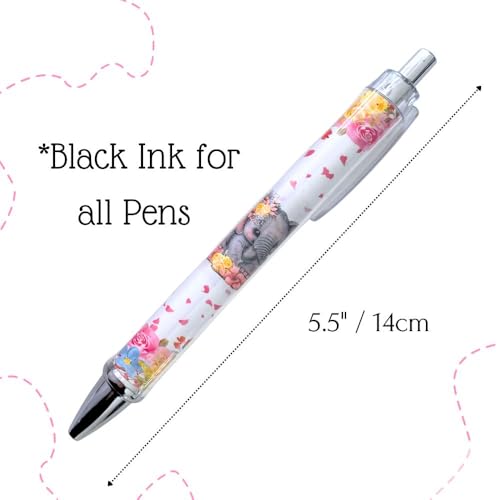 Elephant Pens 6PC Cute Stuff Fun Fancy Cool Writing Animal Decorative Pen Unique Kawaii Stationery Bulk Set Office Supply School Girl Journal Novelty Souvenirs Perfect Party Gift Souvenir Ideas - style: Elephant