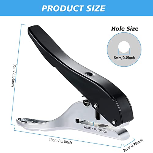 5MM Single Hole Punch - Heavy Duty Paper Puncher for Tags, Cards, Plastic, Cardboard - Portable Hand Held - color: 5MM BLACK