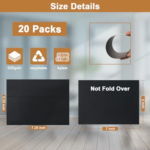 Silunkia 20 Packs Black Blank Note Cards and Envelopes 5 x 7 - color: Black, size: 5x7-20pcs