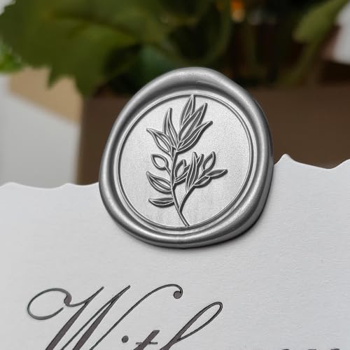 Pollize 50Pcs Wax Seal Stickers, Wedding Invitation Envelope Stickers - color: Silvery