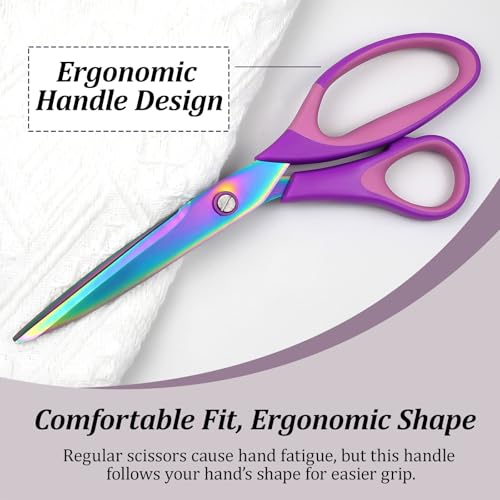 3-Pack Craft Scissors Set – Sharp Titanium-Coated Blades with Comfort Grip Handles, Multipurpose Shears for Fabric, Office, School & Home Use, Purple