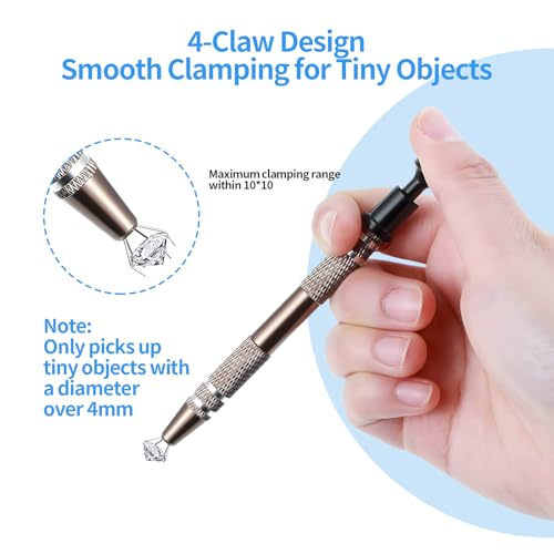 Jeweler’s Pick Up Tool Set – 4 Claw Sprinkle Pen, Piercing Ball Grabber Tool, Diamond Claw Tweezers (4pcs Stainless Steel for Jewelry, Nails, Craft, Cake Sprinkles, DIY Repair) - style: 4pcs