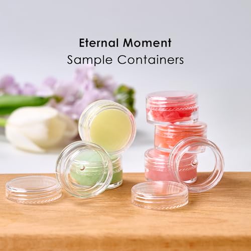 Eternal Moment 50 Pack 5G Sample Containers with Lids Cosmetic Small Jars | Makeup Travel Jars for Cream, Bead, Eye Shadow, Jewelry, Lotions, Powders, Glitters Lip Gloss with Labels,Spatulas (Clear) - color: Clear Lid, size: 0.17 Ounce