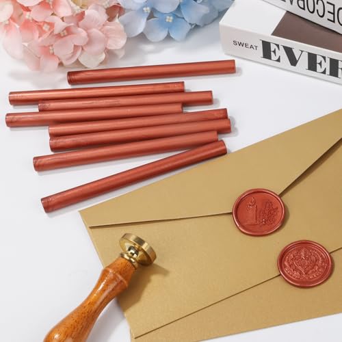 Metallic Red Wax Sealing Sticks Set, 12 Pcs Glue Gun Wax Seal Sticks for Seal Stamp Suit to 0.43'' Glue Gun Great for Wedding Invitation, Cards, Envelopes, Christmas Ideas (Metallic Red Gold) - color: Metallic Red Gold