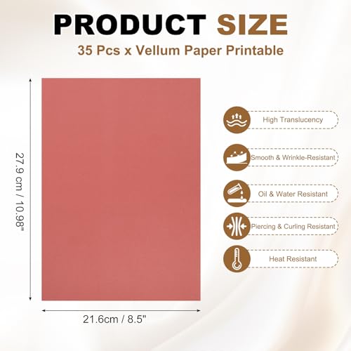 PATIKIL 80Pcs 11"x8.5" Vellum Tracing Paper for Drawing 100g Bright Red | Printable Vellum Paper Sheets Jackets Tracing Transparent for Invitations Belly Bands Envelope Gift Drawing Sketching - color: Bright Red, size: 11" x 8.5"