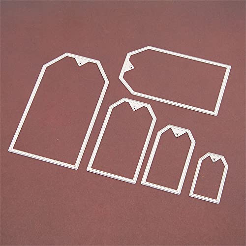 5pcs Hanging Tags Cutting Dies, 5 Set Hang Tags Die Cuts Metal Embossing Stencils Template Mould for Card Scrapbooking and DIY Craft Album Paper Card Decor - color: 5pcs Tags