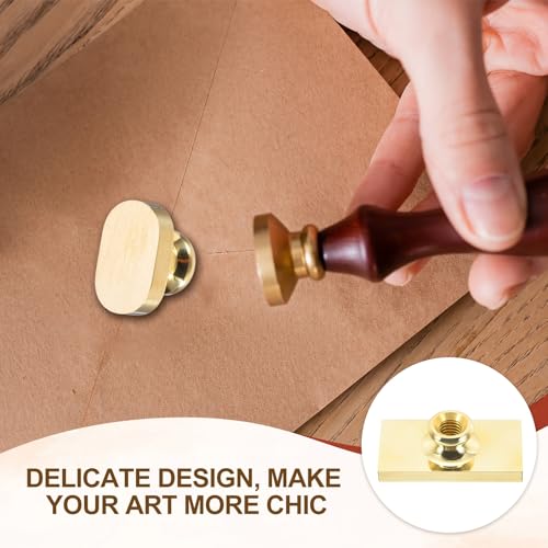 PATIKIL 45x23mm Blank Wax Seal Rectangle Sealing Wax Stamp Brass Head Gold - size: 45x23mm