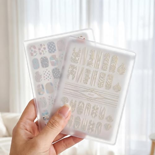 2Pcs Transparent Nail Sticker Book Nail Art Sticker Storage Book Empty Stickers Collecting Album Display Books for Nails Art Supplies DIY Stickers Display Organizer Tools, Total of 80 Slots