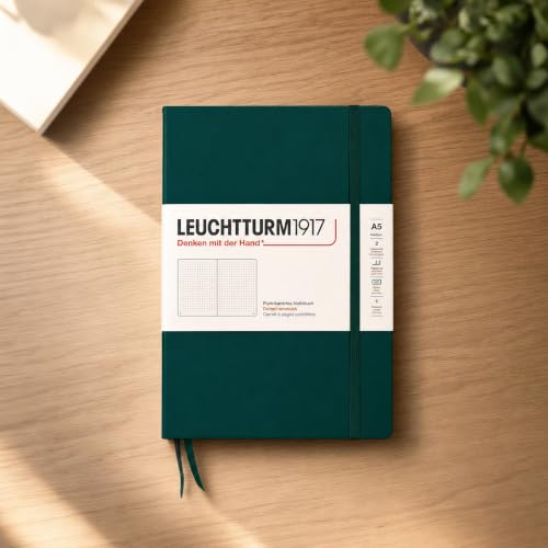 LEUCHTTURM1917 - Notebook Hardcover Medium A5-251 Numbered Pages for Writing and Journaling (Forest Green, Dotted) - color: Forest Green, style: Dotted