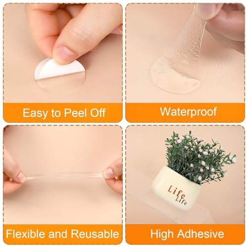 JANYUN 280 Pcs Sticky Dots,Square 20 mm Putty Clear Double Sided Tape - size: 0.78"x0.78" Square