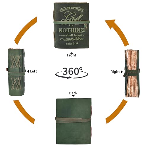 LEATHER VILLAGE Bible Journal Nothing Impossible Verse, Forest Green 10x7. - color: Green, size: 10 inches X 7 inches