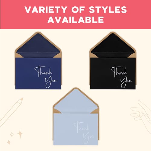 VNS Creations Thank You Cards With Envelopes - 50 Pack 3.5 x 5 - Navy Blue - color: Navy Blue, size: 20 Pack - 4" x 6"