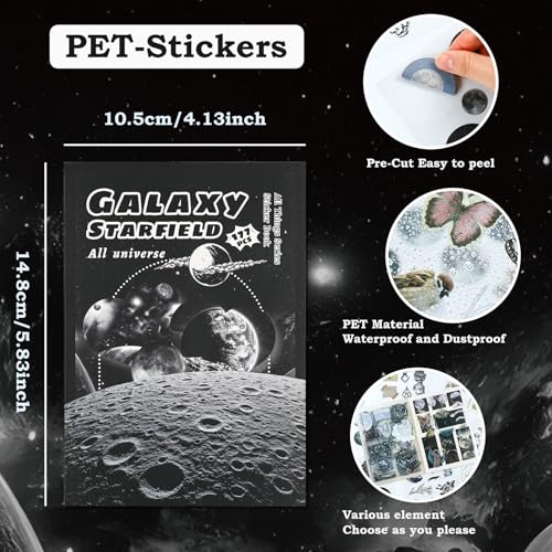 Vintage Scrapbook Celestial Stickers, 20 Sheet Galaxy and Cosmic Sticker for Scrapbooking, journaling DIY Crafts Laptops, Card Making, Ephemera Pre Cut (Galaxy Starfield) - style: Galaxy Starfield