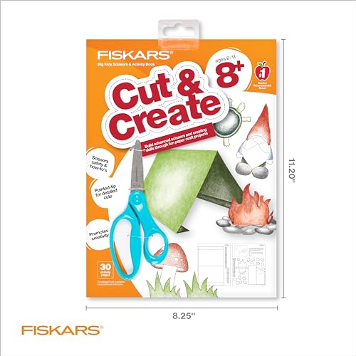 Fiskars Kids Activity Book with 6" Big Kids Scissors, For Ages 8+ - style: Ages 8+