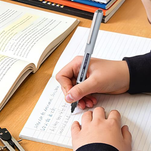 EYEYE Rollerball Pens 1.0mm, 12 Pack (5 Black 5 Blue 2 Red) Roller Ball Pen Quick Dry, Liquid Ink Pens Bold Point Smooth Writing Pen for Journaling, Note Taking, Office, School Supplies - color: 3 Colors, size: 1.0mm