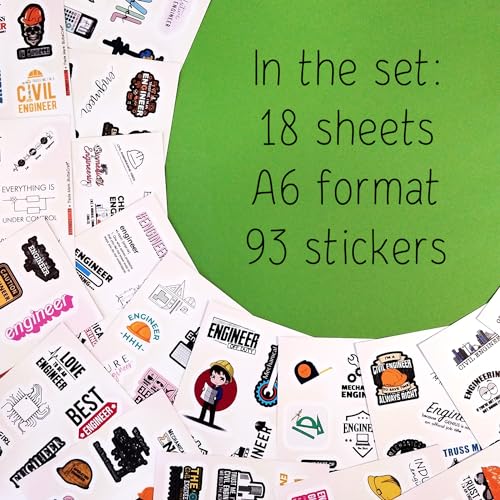 100Pcs Funny Engineering Stickers for Water Bottles - Waterproof Vinyl Engineer Laptop Decals, Engineer Gifts for Women, Engineering Party Favors, Gifts for Women & Men - color: Engineering Stickers