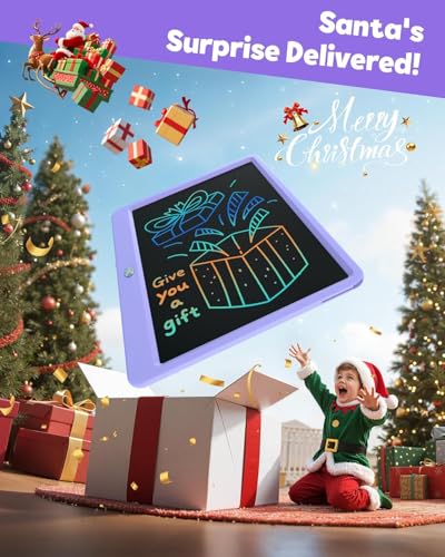 TEKFUN 12" LCD Writing Tablet for Kids Ages 3–8, Fun Drawing Tablet for Creative Play, Reusable Doodle Board for Boys & Girls, Great for Imagination, Travel & Everyday Fun (Purple) - color: Purple, size: 12 Inch