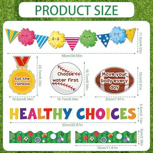 Sports Bulletin Board Decorations Back to School Classroom Decor | Sports Classroom Decor, Back to School Paper Cutouts, Positive Bulletin Board Decor, Ball School Office Wall Decor Supplies - color: Sports