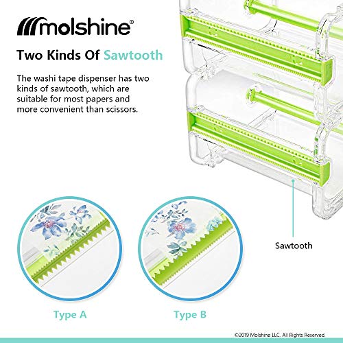 molshine 2 Pack Transparent Desktop Multi Washi Masking Tape Storage Dispenser,Tape Cutter,Tape Roll Holder (Not Include Masking Tape) (Beige) - color: Beige
