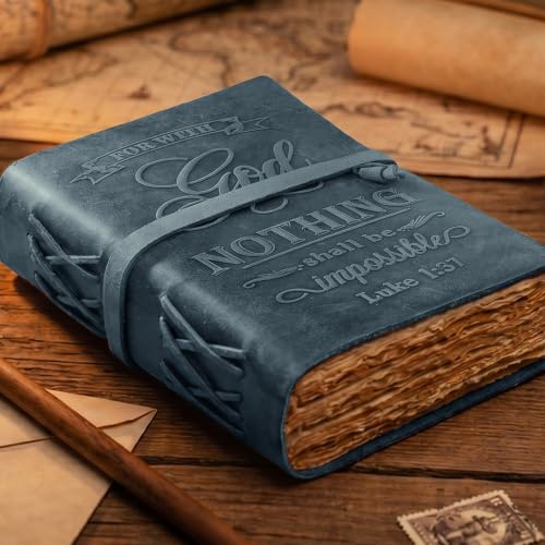 LEATHER VILLAGE Bible Journal For Men, Navy Blue 10x7. - color: Blue, size: 10 inches X 7 inches