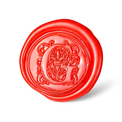 Mceal Wax Seal Stamp, Large Seal 1 1/5"(30mm) Dia, Silver Brass Head with Wooden Handle, Regal Letter A to Z Series (Letter G) - color: G