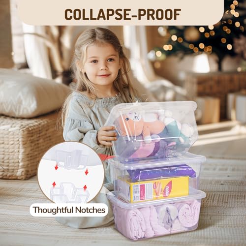 GAMENOTE 6 Quart Stackable Plastic Storage Bins with Lids, 6 Pack, Clear - color: Clear