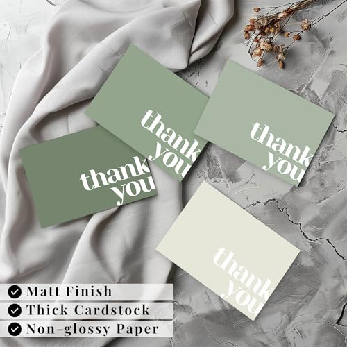Thank You Cards with Envelopes Bulk Pack of 40 - Green Thank You Cards Set - color: Green