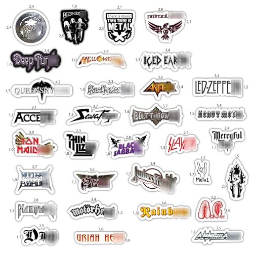 Heavy Metal Band Sticker Pack, Rock Stickers - 35 Pieces, Strong Adhesive & Waterproof Vinyl Stickers for Laptop, Metal Bands - color: Heavy Metal Stickers